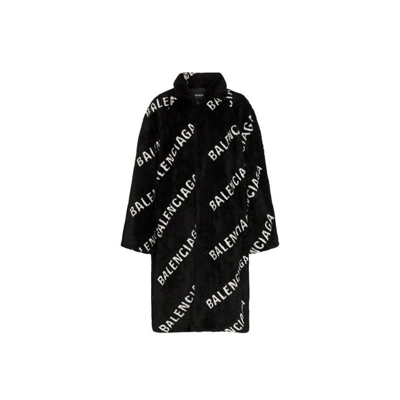 Balenciaga Logo-Print Fur Coat - Picture 11 of 13